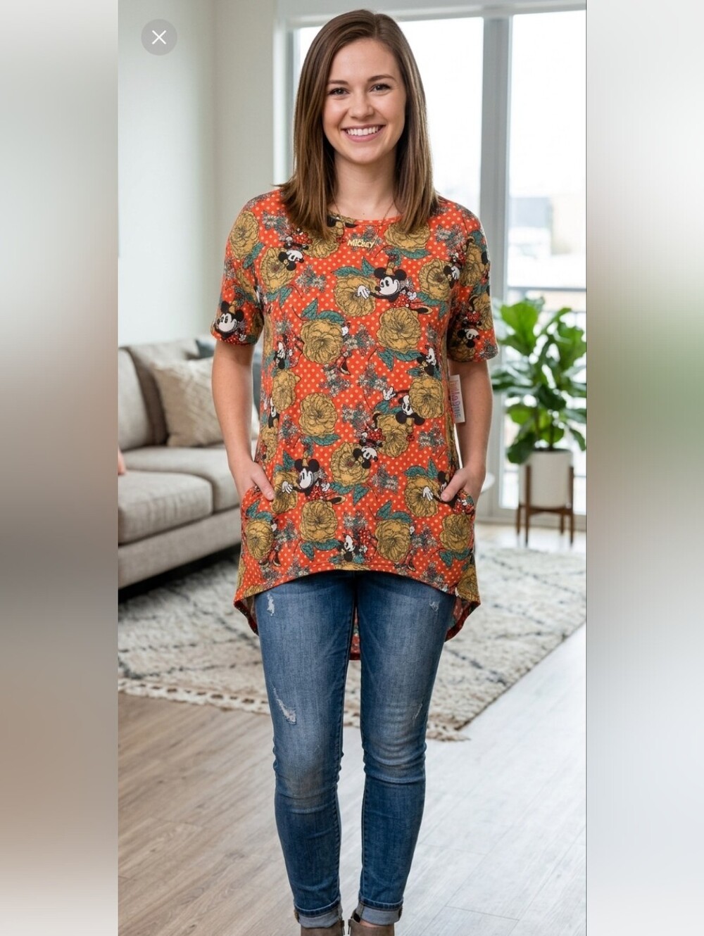 LulaRoe Disney Irma Minnie Mouse Women's XXS Hi-Low Oversized Top - New